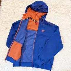 ナイキ　NIKE パーカー　ジップアップ　胸ロゴ　ブルー　裏起毛　XXL