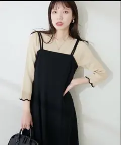natural couture♡袖口配色スカラップニット