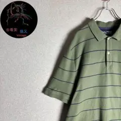 ✮2XL　ポロシャツ　緑　NAUTICA　ボーダー　ワンポイントロゴ　ビッグ✮