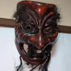 希少 特大 木製 天狗面 お面 木彫り 飾り面 魔除け 縁起物 骨董 能面