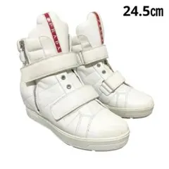 ♛ 様　　プラダスポーツ ハイカット スニーカー ベルクロ ジップ 38 1/2