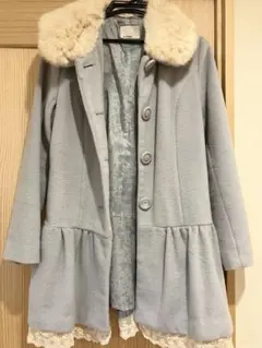 コート 水色 OLIVE des OLIVE ファー レース