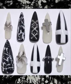 シズニルック ネイルチップ y2k パンク クロム ピアス グランジ 韓国