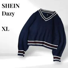 Dazy SHEIN リブ編みアクリルニット　セーター　長袖　Vネック