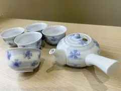 有田焼 雅峯窯 染付 花ちらし 急須と湯のみ5個セット