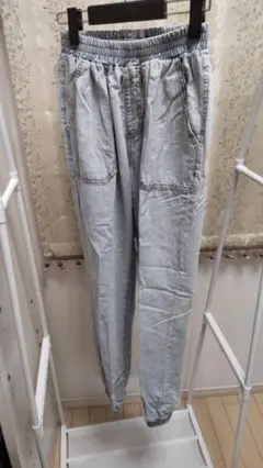 ライトブルーデニムパンツ ウエストゴム