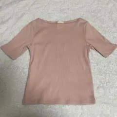 五分袖　ボートネック　リブ　トップス