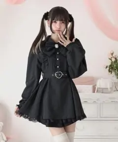 パルエルフィー リボン付きドットチュールティアードワンピース