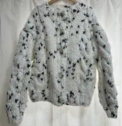 SANSeLF ドットデザインニットカーディガン　ホワイト