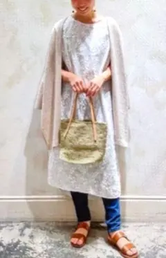 ビアズリー　ロングワンピース　レース　美品　マキシ丈　刺繍　シャツワンピース