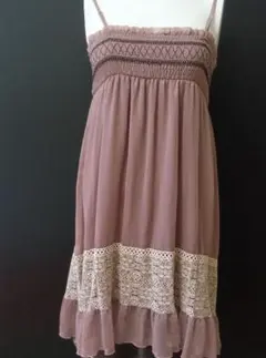 公*o様 キャミワンピース レーストリム付き ピンク