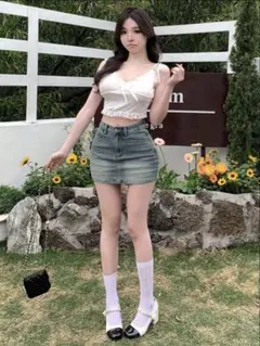 SHEIN デニムミニスカート2点セット XS インパン付き 美脚