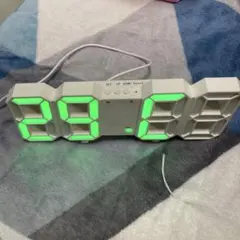 3D LED デジタル置時計 ホワイト