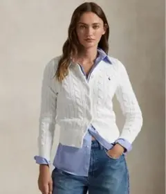 ポロラルフローレン ケーブルニット コットン クルーネック カーディガン