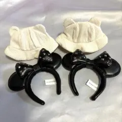 ディズニーリゾート限定☆ ミニー カチューシャ キーチェーン　レザー調　ぬい活