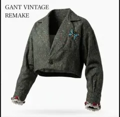 一点物リメイク✨GANT ガント 豪華手刺繍バタフライ クロップドシャツ Y2Kのサムネイル