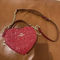 COACH ハート型ショルダーバッグ レッド