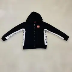 BABYDOLL パーカー 130 黒×白 星ライン フード付き