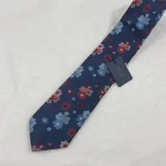 【新品タグ付き】alrea ネクタイ　ネイビー　花柄　シルク混　イタリア製