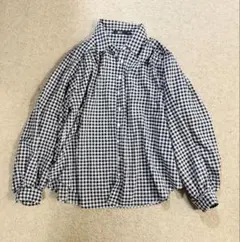 UNIQLO :C ギンガムチェック 長袖シャツ ブラック XS