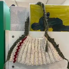 ニットリブ編みハンドバッグ