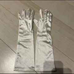 ホワイト サテン ロングウェディンググローブ