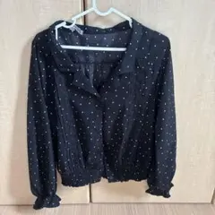 NICE CLAUP ドット柄黒長袖シャツ