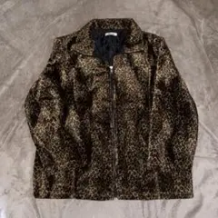 00s OLD ヒョウ柄 レオパード アニマル フリース ブルゾン 総柄