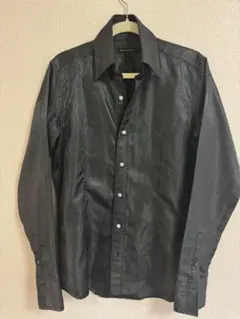 ブラック ストライプ ドレスシャツ 長袖