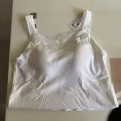 UNIQLO カップ付きリブキャミソール ホワイト レース