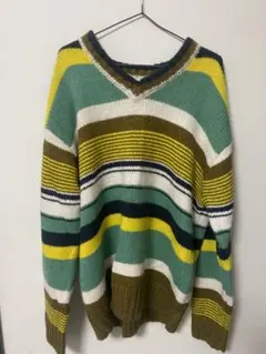 ZARA ストライプ Vネック ニットセーター　M〜L