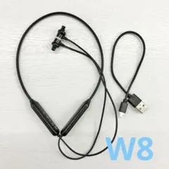 ネックバンド型 ワイヤレスイヤホン 本体 ブラック　W8のサムネイル