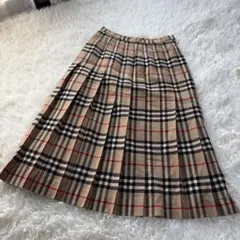 極美品　バーバリー　プリーツスカート 新作*バーバリー*チェック柄 プリーツスカート レザーベルト (Burberry