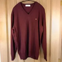 Golden Bear Vネック ニット ウール 薄手 LL　バーガンディ