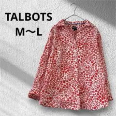 タルボット 花柄 シャツ レギュラーカラー 長袖 赤 白 綿 10P M〜Lのサムネイル