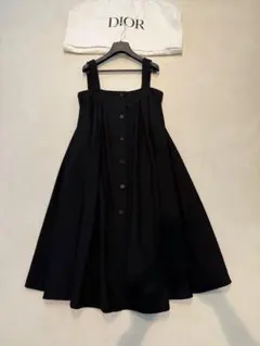 美品✨️ディオール 24SS ロングワンピース プリーツ レース襟 黒 M 本日限定価格！美品✨️ディオール 24SS ロングワンピース プリーツ