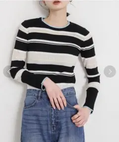 SENSE OF PLACE シアーランダムボーダーセーター　ニット