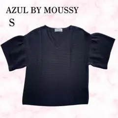 【アズールバイマウジー】 レディース Vネック 黒 S フレンチスリーブ