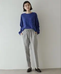 【新品】裏起毛ストレッチイージーテーパードパンツ　蓄熱素材/洗濯機洗い可