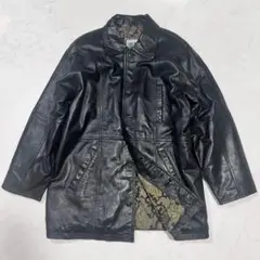 美品　VIA NUOVA PELLE レザーコート ペイズリーキルティング　XLのサムネイル