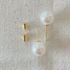 パールピアス　真珠　10mm ホワイト ゴールド　S925 一粒　シンプル