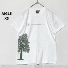 エーグル Tシャツ 半袖 ロゴプリント ツリー柄 ナチュラル XS J658