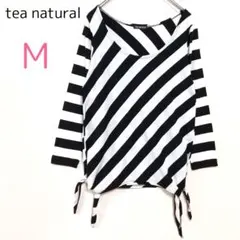 ロンT【M】両サイド裾リボン カジュアル ボーダー