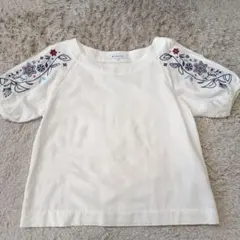 GLOBAL WORK 刺繍ブラウス 半袖 ホワイト M