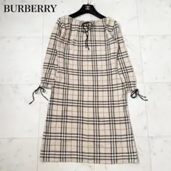 BURBERRY LONDON ノバチェックロングワンピース リネン混 - メルカリ