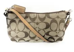T12/013 COACH コーチ シグネチャー 2WAYポーチ ブラウン系