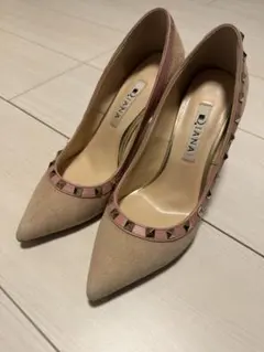 DIANA パンプス　21.5 スタッズ　パンプス ピンク　ベージュ