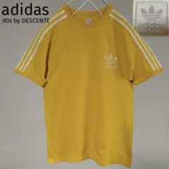 90s adidas デサント製 トレフォイルロゴ 3本ライン tシャツ