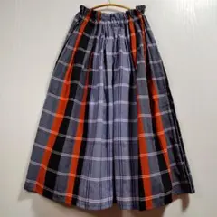 美品✨ 45R ツギハギ天竺のスカート インディゴ パッチワーク風 R刺繍