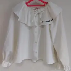 白　ブラウス　シャツ　フリル　リボン　発表会　入学式　女の子　140